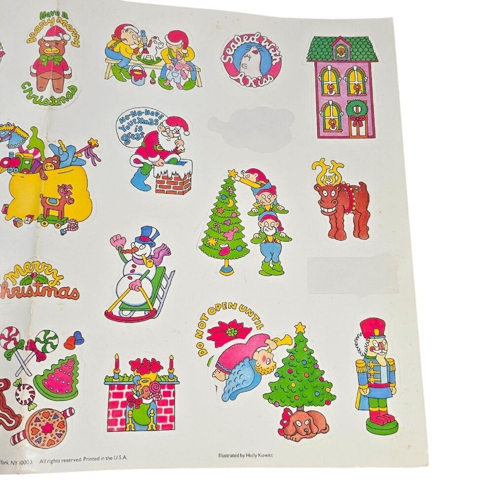 1988 Scholastic Merry Christmas Sticker Sheet Holly Kowitt Holiday Stickers VTG - Picture 4 of 11